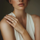 Emerald Lab Created Diamond Channel Set Solitaire with Accents Engagement Ring in Yellow Gold (MVSLG1665-Y)