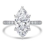 Marquise Lab Created Diamond Channel Set Solitaire with Accents Engagement Ring in White Gold (MVSLG1668-W)
