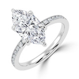 Marquise Lab Created Diamond Channel Set Solitaire with Accents Engagement Ring in White Gold (MVSLG1668-W)