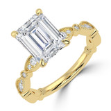 Emerald Lab Created Diamond Vintage Solitaire with Accents Engagement Ring in Yellow Gold (MVSLG1672-Y)