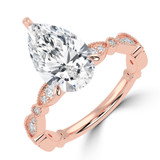 Pear Lab Created Diamond Vintage Solitaire with Accents Engagement Ring in Rose Gold (MVSLG1673-R)