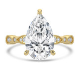 Pear Lab Created Diamond Vintage Solitaire with Accents Engagement Ring in Yellow Gold (MVSLG1673-Y)
