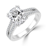 Cushion Lab Created Diamond Double Prong Split Shank Solitaire with Accents Engagement Ring in White Gold (MVSLG1674-W)