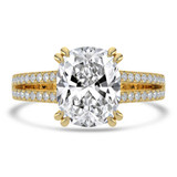Cushion Lab Created Diamond Double Prong Split Shank Solitaire with Accents Engagement Ring in Yellow Gold (MVSLG1674-Y)