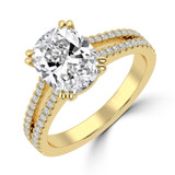 Cushion Lab Created Diamond Double Prong Split Shank Solitaire with Accents Engagement Ring in Yellow Gold (MVSLG1674-Y)