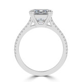 Emerald Lab Created Diamond Double Prong Split Shank Solitaire with Accents Engagement Ring in White Gold (MVSLG1675-W)
