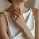 Emerald Lab Created Diamond Double Prong Split Shank Solitaire with Accents Engagement Ring in White Gold (MVSLG1675-W)