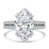Marquise Lab Created Diamond Double Prong Split Shank Solitaire with Accents Engagement Ring in White Gold (MVSLG1676-W)