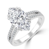 Marquise Lab Created Diamond Double Prong Split Shank Solitaire with Accents Engagement Ring in White Gold (MVSLG1676-W)