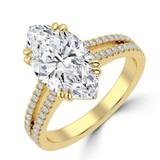 Marquise Lab Created Diamond Double Prong Split Shank Solitaire with Accents Engagement Ring in Yellow Gold (MVSLG1676-Y)