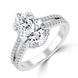 Pear Lab Created Diamond Double Prong Split Shank Solitaire with Accents Engagement Ring in White Gold (MVSLG1678-W)
