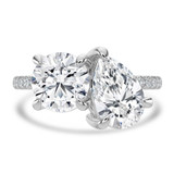 Round Lab Created Diamond with Accents Toi  et Moi Engagement Ring in White Gold (MVSLG1680-W)