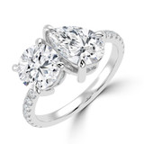 Round Lab Created Diamond with Accents Toi  et Moi Engagement Ring in White Gold (MVSLG1680-W)