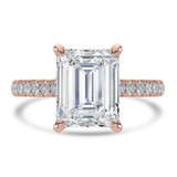 Emerald Lab Created Diamond Cathedral Solitaire with Accents Engagement Ring in Rose Gold (MVSLG1683-R)