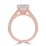 Emerald Lab Created Diamond Cathedral Solitaire with Accents Engagement Ring in Rose Gold (MVSLG1683-R)