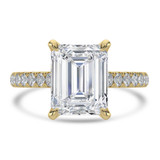Emerald Lab Created Diamond Cathedral Solitaire with Accents Engagement Ring in Yellow Gold (MVSLG1683-Y)