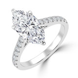 Marquise Lab Created Diamond 6-Prong Cathedral Solitaire with Accents Engagement Ring in White Gold (MVSLG1684-W)