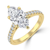 Marquise Lab Created Diamond 6-Prong Cathedral Solitaire with Accents Engagement Ring in Yellow Gold (MVSLG1684-Y)
