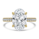 Oval Lab Created Diamond Cathedral Solitaire with Accents Engagement Ring in Yellow Gold (MVSLG1685-Y)