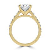 Oval Lab Created Diamond Cathedral Solitaire with Accents Engagement Ring in Yellow Gold (MVSLG1685-Y)