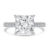 Princess Lab Created Diamond Cathedral Solitaire with Accents Engagement Ring in White Gold (MVSLG1687-W)
