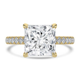 Princess Lab Created Diamond Cathedral Solitaire with Accents Engagement Ring in Yellow Gold (MVSLG1687-Y)