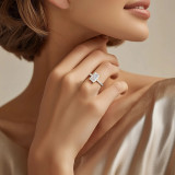 Radiant Lab Created Diamond 6-Prong Cathedral Solitaire with Accents Engagement Ring in Yellow Gold (MVSLG1688-Y)