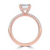 Emerald Lab Created Diamond Hidden Halo Three Row Pave Solitaire with Accents Engagement Ring in Rose Gold (MVSLG1692-R)
