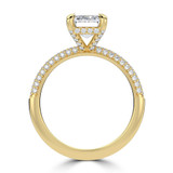 Emerald Lab Created Diamond Hidden Halo Three Row Pave Solitaire with Accents Engagement Ring in Yellow Gold (MVSLG1692-Y)