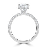 Pear Lab Created Diamond Hidden Halo Three Row Pave Solitaire with Accents Engagement Ring in White Gold (MVSLG1695-W)