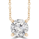 1 CT Round Lab Created Diamond  Solitaire Pendant Necklace in 14K Yellow Gold (MD260008)