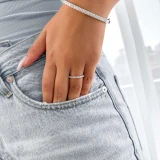 5/8 CTW Round Lab Created Diamond  3/4 Way Shared Prong Semi-Eternity Anniversary Wedding Band Ring in 14K White Gold (MD260011)