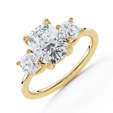 1 2/5 CTW Cushion Lab Created Diamond  with Round Sidestones Three-Stone Engagement Ring in 10K White Gold (MD260015)