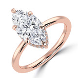 Marquise Lab Created Diamond Hidden Halo Open Bridge Solitaire with Accents Engagement Ring in Rose Gold (MVSLG1370-R)