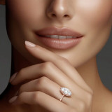 Marquise Lab Created Diamond Hidden Halo Open Bridge Solitaire with Accents Engagement Ring in Rose Gold (MVSLG1370-R)