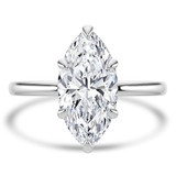 Marquise Lab Created Diamond Hidden Halo Open Bridge Solitaire with Accents Engagement Ring in White Gold (MVSLG1370-W)