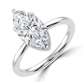 Marquise Lab Created Diamond Hidden Halo Open Bridge Solitaire with Accents Engagement Ring in White Gold (MVSLG1370-W)