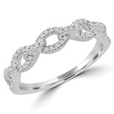 1/6 CTW Round Diamond Link Semi-Eternity Wedding Band Ring in 14K White Gold (MDR180043)