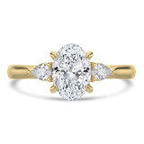 1 1/2 CTW Oval Lab Created Diamond  Cathedral Three-Stone Engagement Ring in 14K Yellow Gold with Pear Sidestones (MD250175)