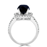 2 1/3 CTW Round Blue Sapphire & Round Diamond Halo Cocktail Engagement Ring in 14K White Gold with Accents (MD200477)