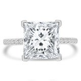 5 1/4 CTW Princess Lab Created Diamond  Hidden Halo Solitaire with Accents Engagement Ring in 14K White Gold (MD260020)