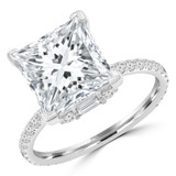 5 1/4 CTW Princess Lab Created Diamond  Hidden Halo Solitaire with Accents Engagement Ring in 14K White Gold (MD260020)
