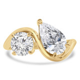 2 2/5 CTW Pear Lab Created Diamond  with Round Lab Created Diamond Toi Et Moi Engagement Ring in 18K Yellow Gold (MD260021)