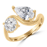 2 2/5 CTW Pear Lab Created Diamond  with Round Lab Created Diamond Toi Et Moi Engagement Ring in 18K Yellow Gold (MD260021)
