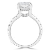 5 1/2 CTW Radiant Lab Created Diamond  Hidden Halo Cathedral Solitaire with Accents Engagement Ring in 18K White Gold (MD260023)