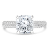 3 3/5 CTW Pear Lab Created Diamond  Cathedral Solitaire with Accents Engagement Ring in 18K White Gold (MD260025)
