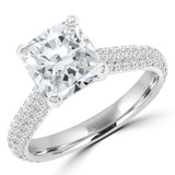 3 3/5 CTW Pear Lab Created Diamond  Cathedral Solitaire with Accents Engagement Ring in 18K White Gold (MD260025)