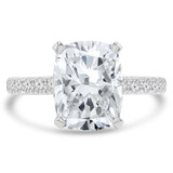 4 1/2 CTW Cushion Lab Created Diamond  Cathedral Solitaire with Accents Engagement Ring in 18K White Gold (MD260026)