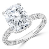4 1/2 CTW Cushion Lab Created Diamond  Cathedral Solitaire with Accents Engagement Ring in 18K White Gold (MD260026)
