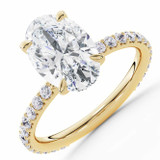 2 2/5 CTW Oval Lab Created Diamond  Solitaire with Accents Engagement Ring in 14K Yellow Gold (MD260031)